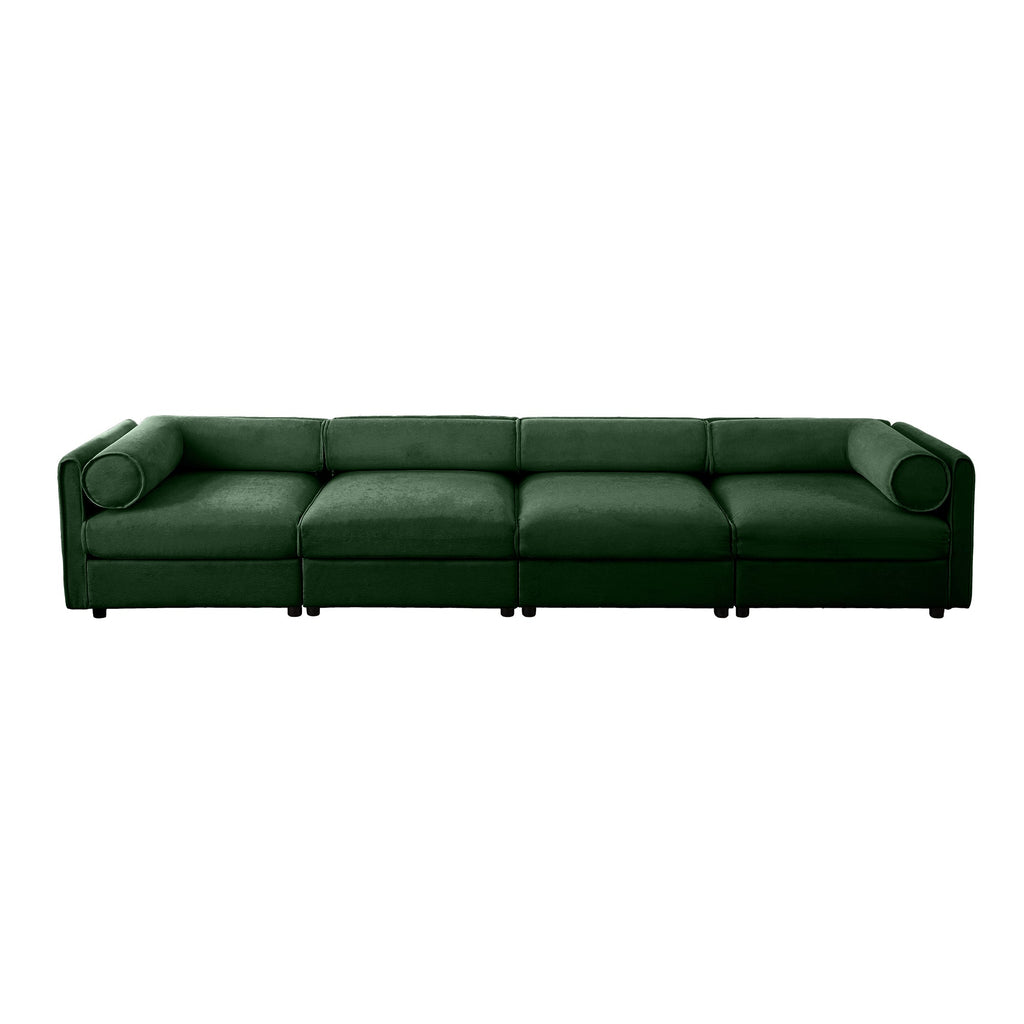 Modular Sectional Sofa with Storage, Cylindrical Backrest and Armrests Deep Comfortable Seating,Durable and Supportive for Living Room,4 Seat Sofa,Green