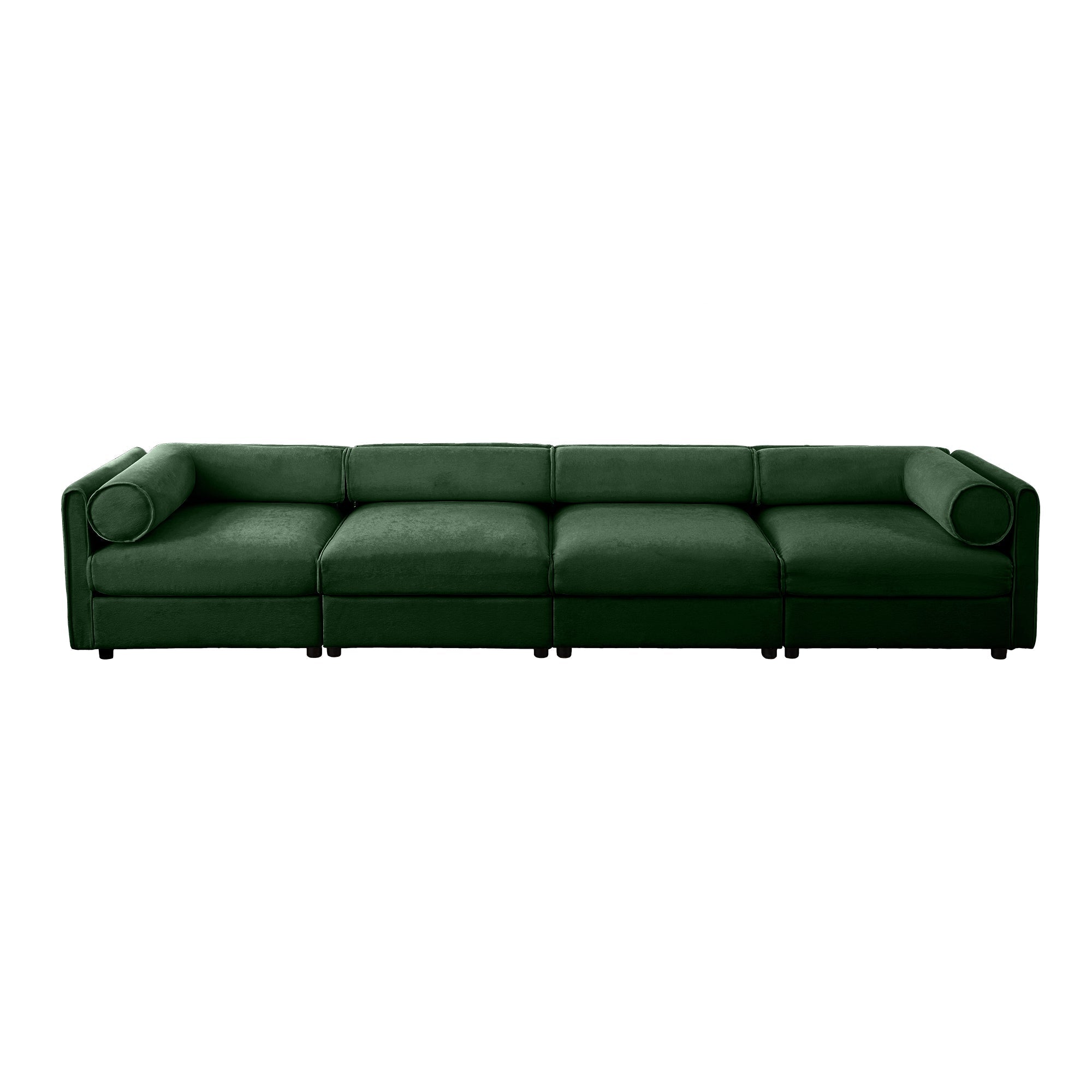 Modular Sectional Sofa with Storage, Cylindrical Backrest and Armrests Deep Comfortable Seating,Durable and Supportive for Living Room,4 Seat Sofa,Green