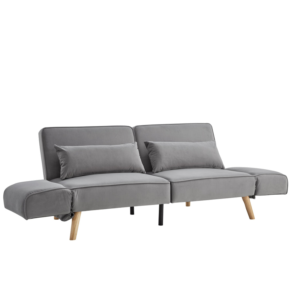72.8'' Futon Sofa Bed, Sleeper Sofa, Small Couch with Adjustable Armrests, Adjustable Recliner Sleeper Sofa Bed for Living Room, Bedroom, Apartment, Gray
