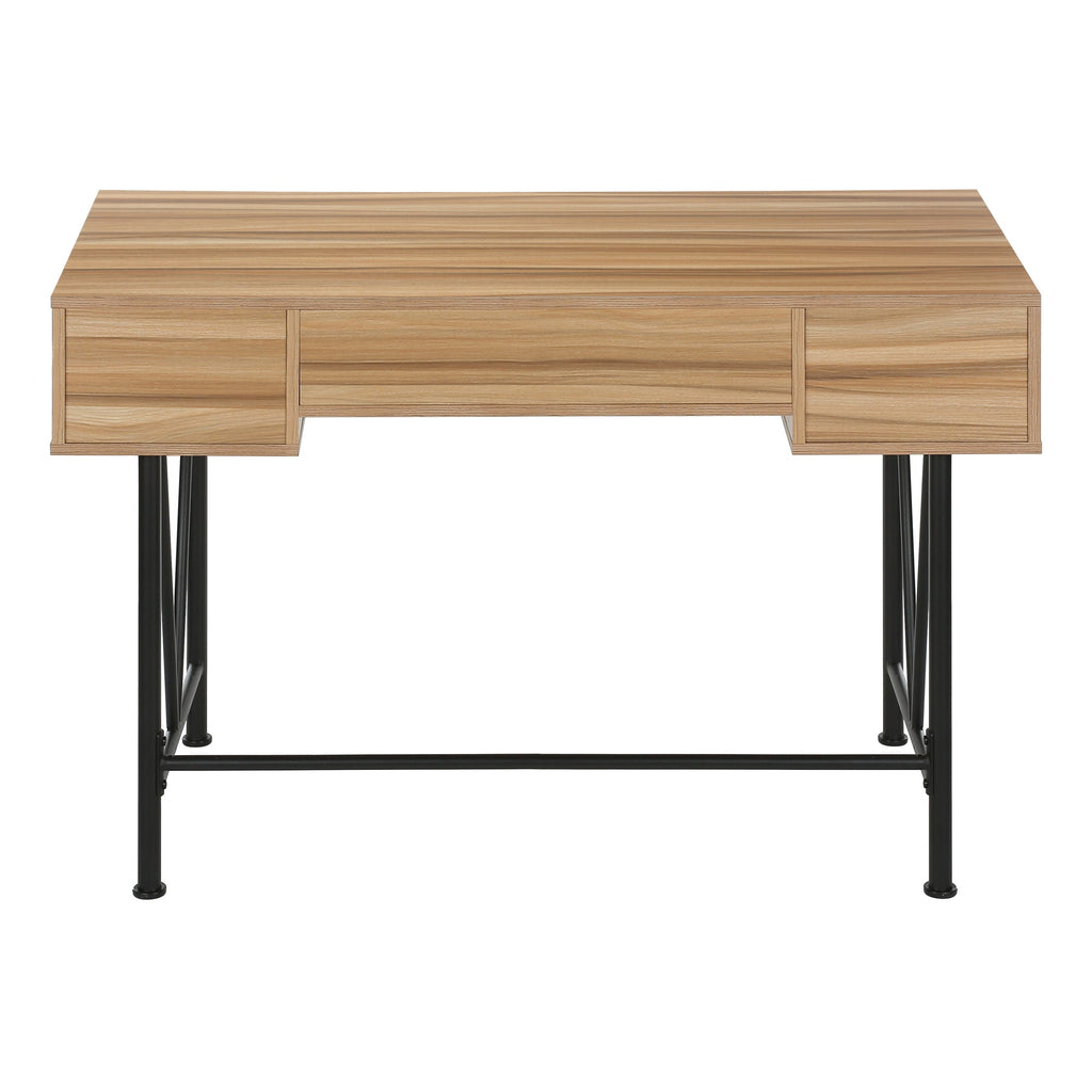 Computer Desk, Home Office, Laptop, Storage Drawers, 48'l, Work, Brown Laminate, Black Metal, Transitional