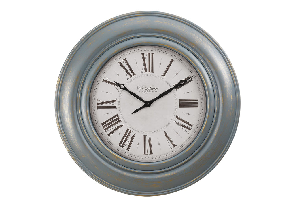 Clocks, 30' Round, Large Oversized, Wall Clock, Antique Blue, Transitional