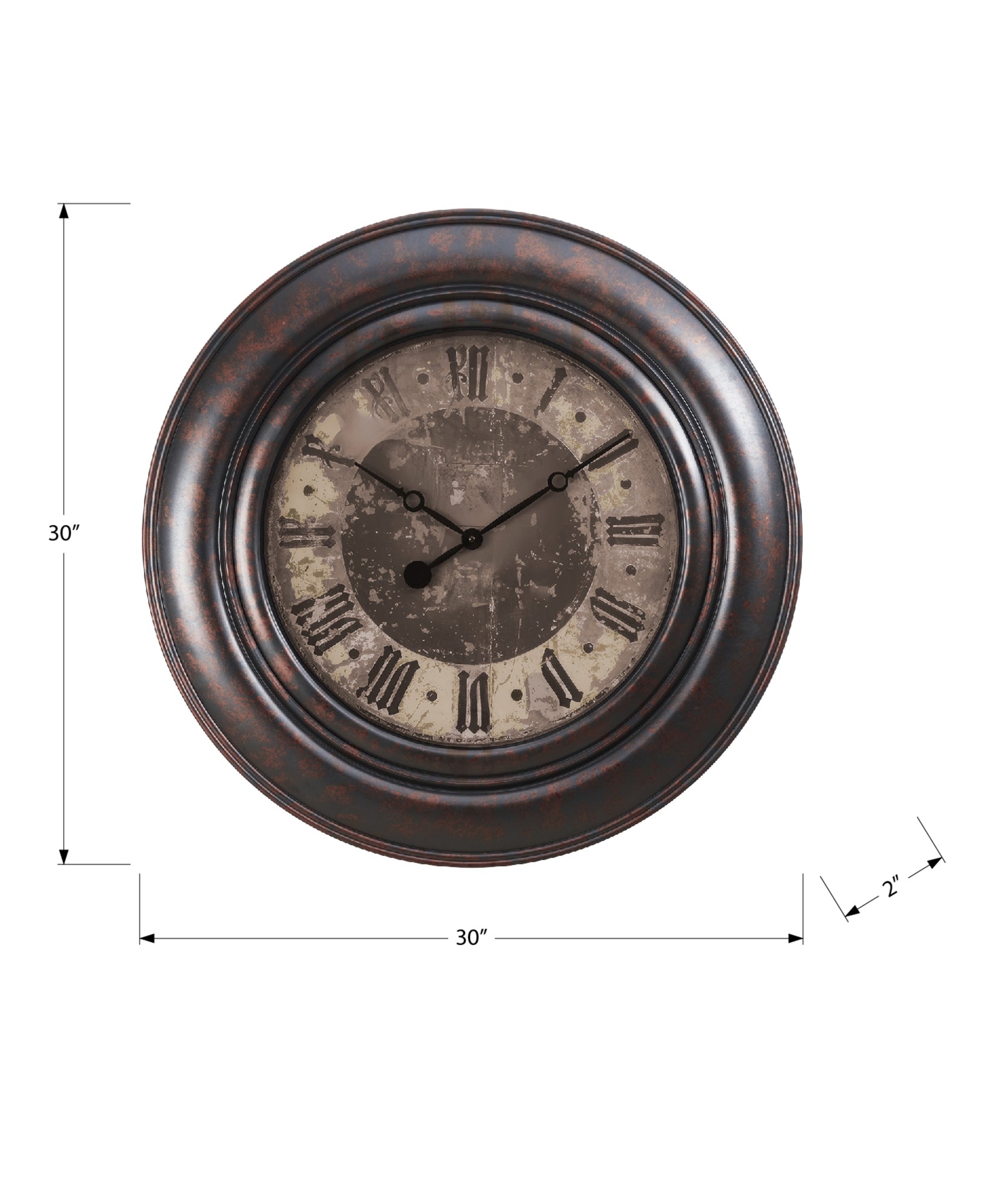 Clocks, 30' Round, Large Oversized, Wall Clock, Brown, Transitional