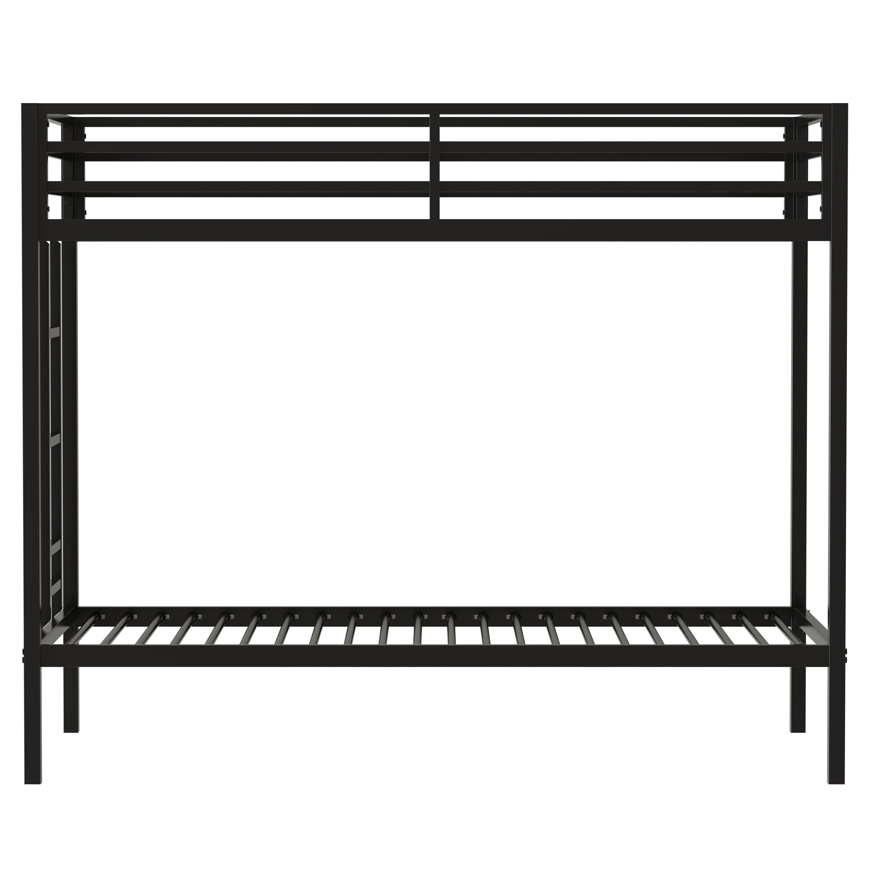 Adam Sturdy Twin Over Twin Bunk Bed Metal Black for Kids and Adult, Twin Over Twin Bunk Bed with Ladder and Guardrails, Easy Climbing, Beds for Bedroom