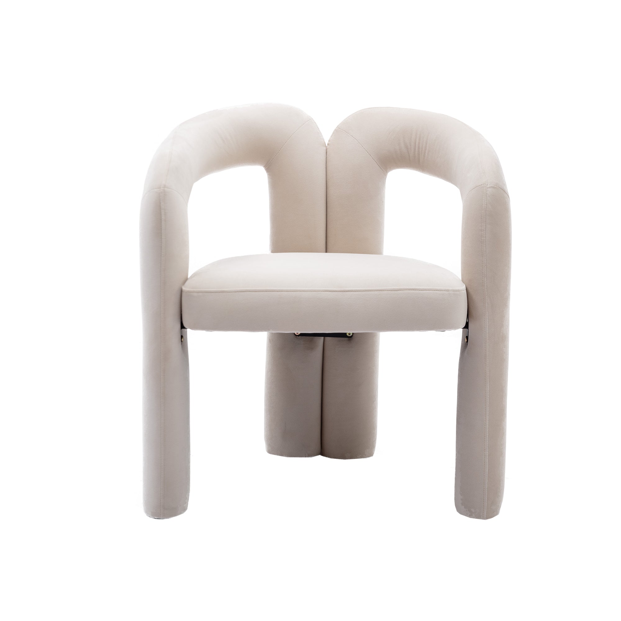 Contemporary Designed Velvet Fabric Upholstered Accent/Dining Chair /Barrel Side Chairs Kitchen Armchair for Living Room set of 2 (Beige Velvet)