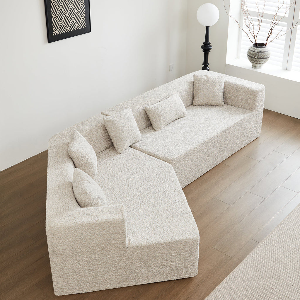 127.5'' Modern Minimalist Sofa With Deep Seat,No Assembly Needed