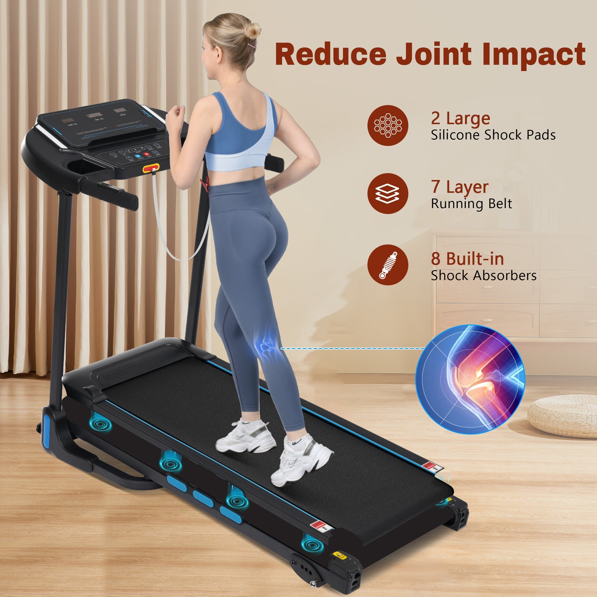 New Treadmills for Home, 3.5HP Hydraulic System Auto Foldable Treadmill with Incline,10MPH 350Lbs Weight Capacity Electric Treadmills with Heart Rate Sensors,Type C & USB Charge ,Bluetooth Speaker