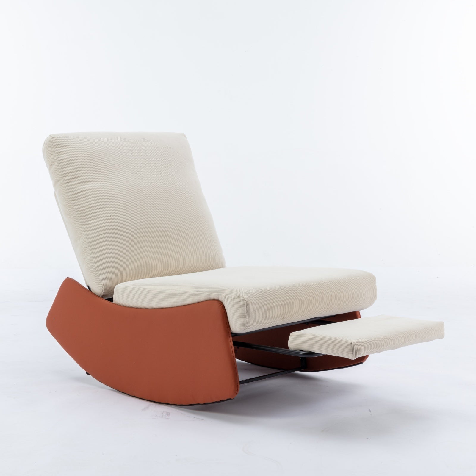 Modern Rocking Chair Recliner, Comfy Rocker Nursery Chair with Footrest, Accent Reading Chair, Upholstered Lounge Chair for Relaxing, Resting,Soft Padded Rocker  for Indoor Living Room Bedroom,Orange