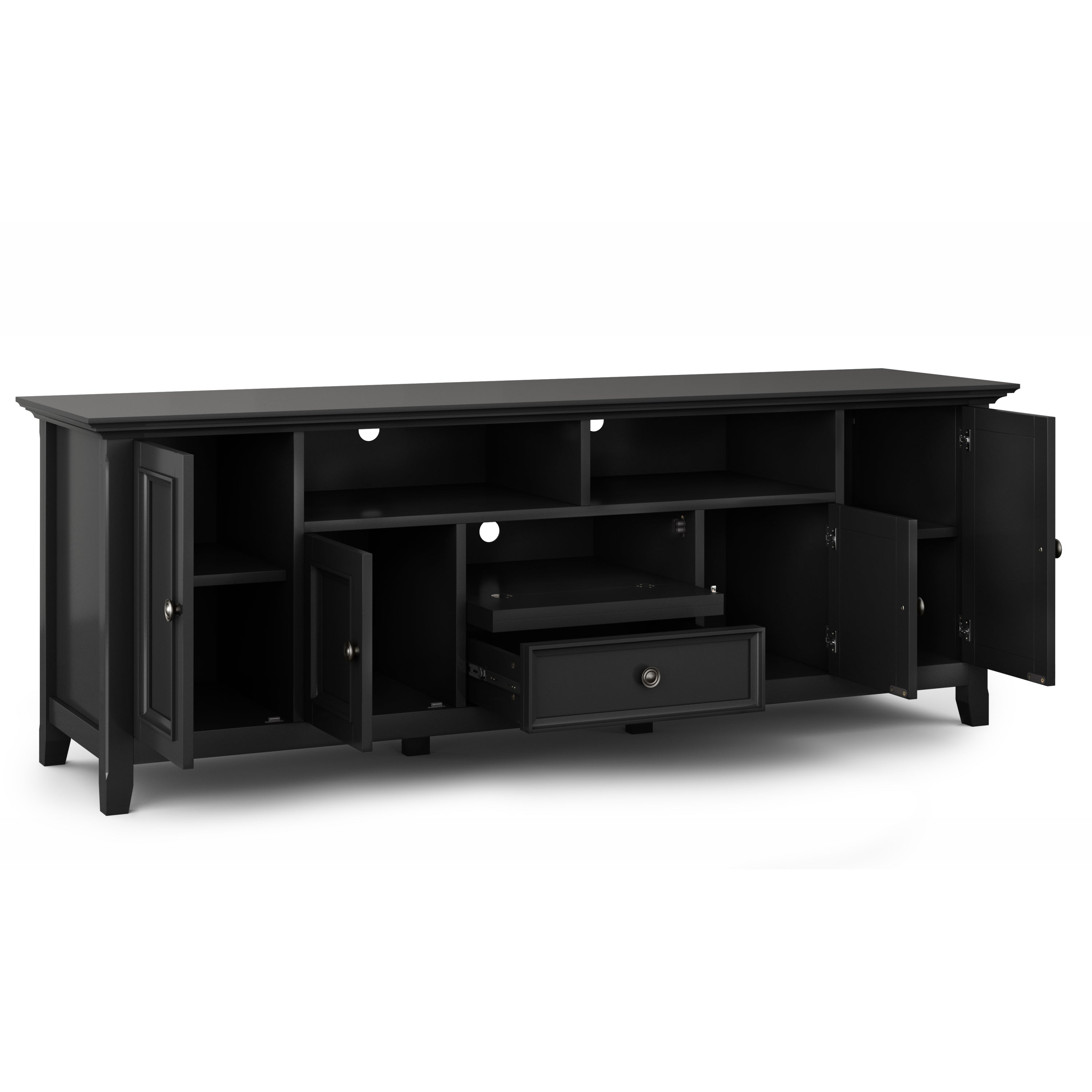 Amherst 72 inch Solid Wood TV Media Stand in Black