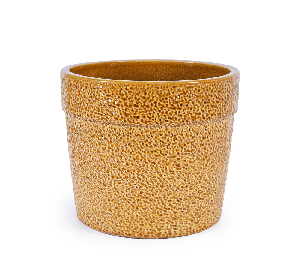 3 Pieces Ceramic Flowerpot, Modern Planter for Patio, Garden or Windowsills - Antique Yellow