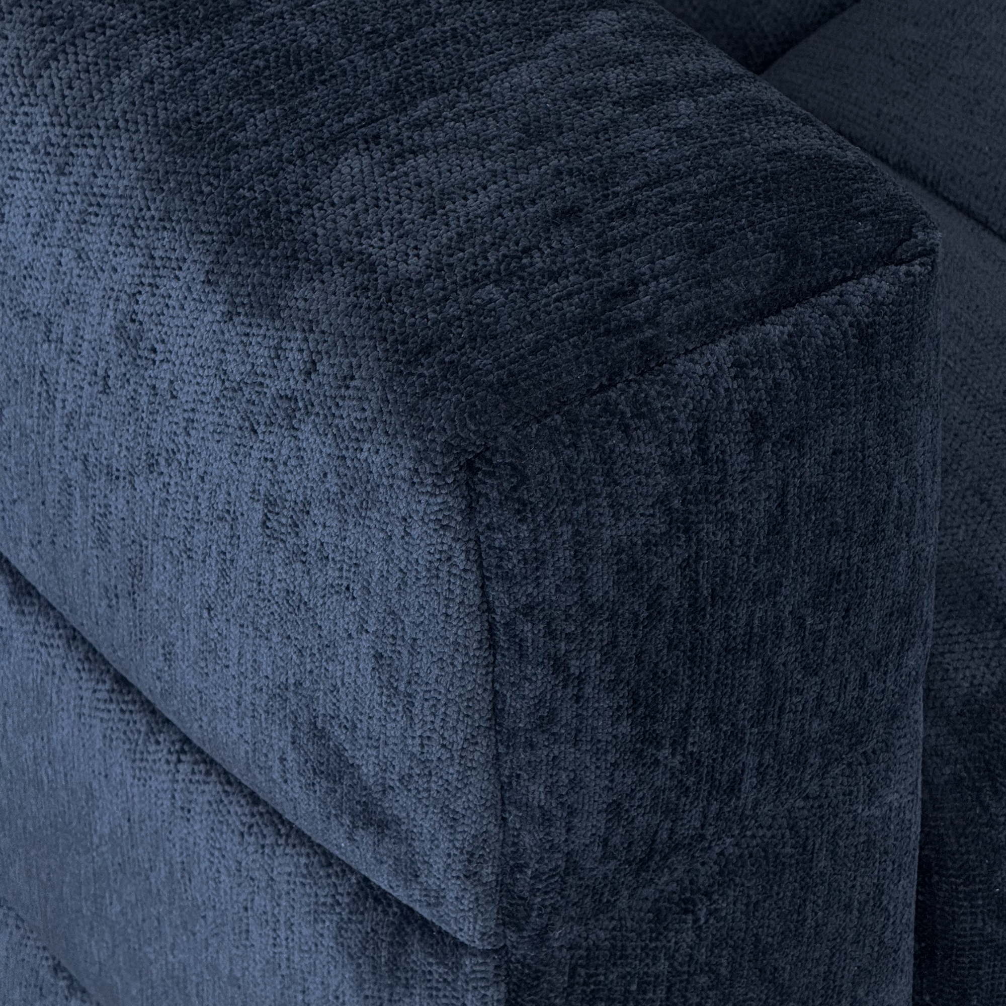 FX-P54-RB SOFA  Retro Blue Chenille Upholstered Couch, Wide-Arm 3-Seater with Custom Stainless-Steel Legs & Tufted Seat  Modern Living Room Sofa for Comfort & Style