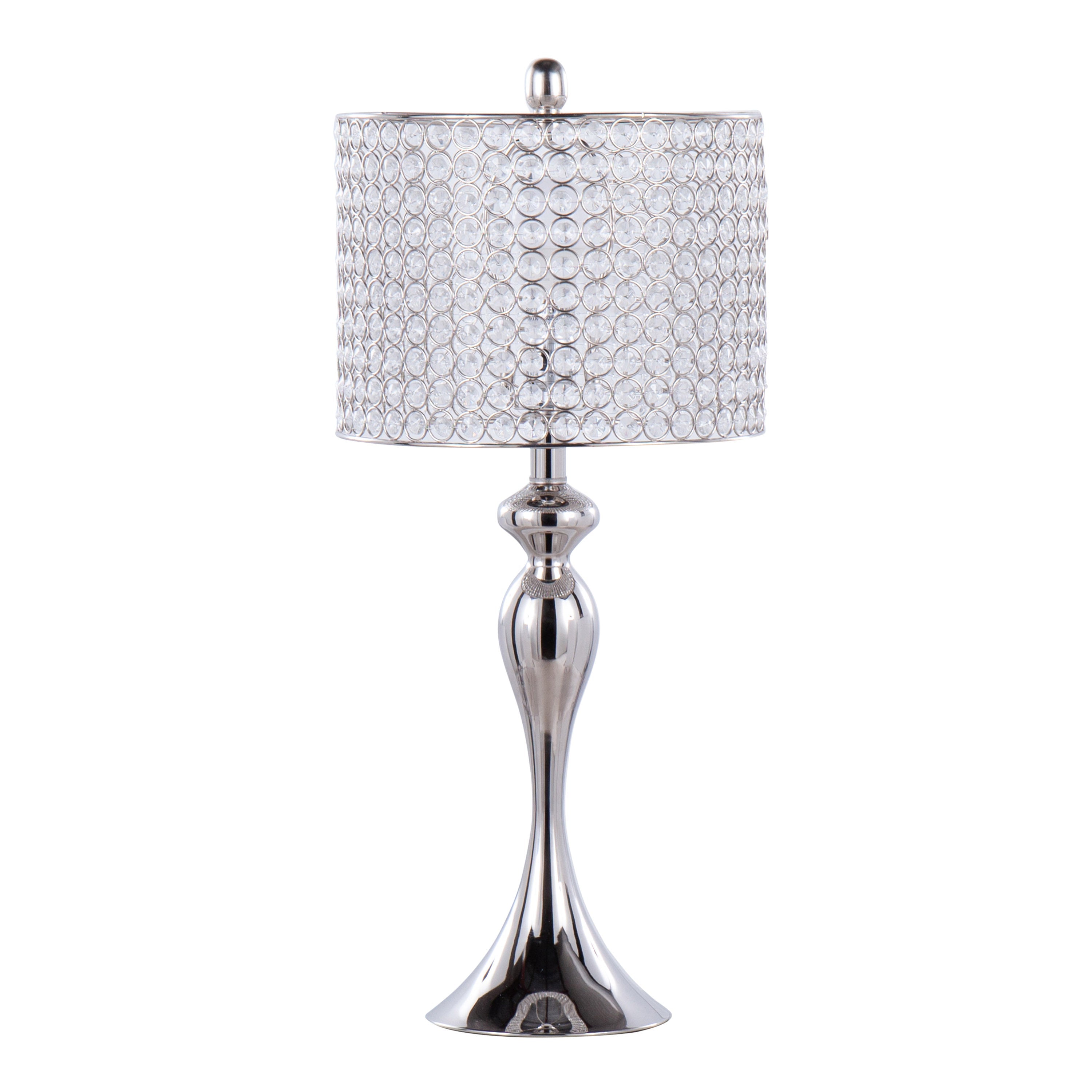 Ashland 27' Contemporary Metal Table Lamp in Polished Nickel with Round Clear K9 Crystal Beads and Polished Nickel Shade from Grandview Gallery by LumiSource - Set of 2