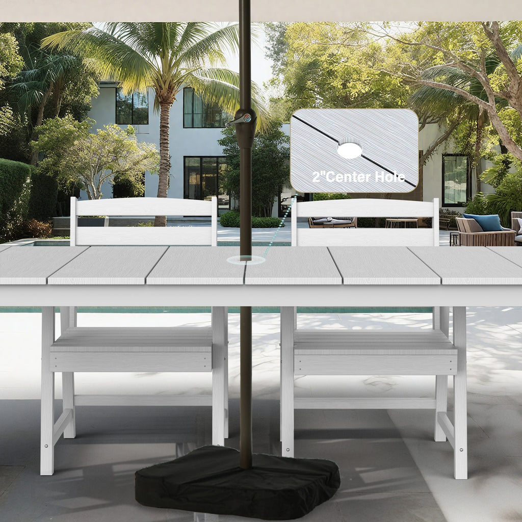 A single outdoor dining table that can be used in multiple scenarios