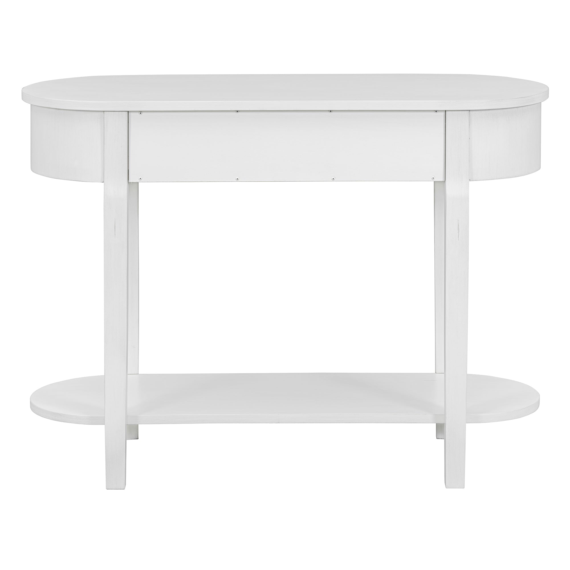 TREXM Elegant Retro Console Table with Curved Design and Smooth Glaze for Entryways, Living Rooms and hallways (Antique White)