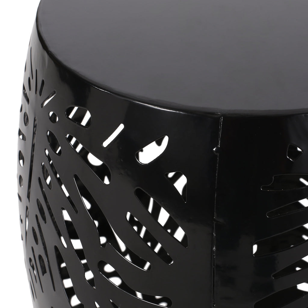 Modern Metal End Table - Large Decorative Accent Table Black Iron 16.50' x 16.50' x 20.50'