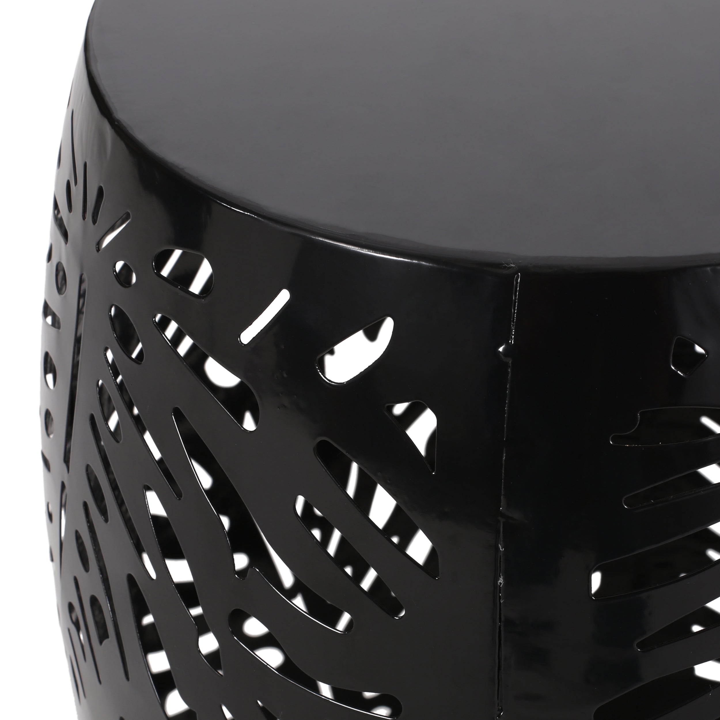 Modern Metal End Table - Large Decorative Accent Table Black Iron 16.50' x 16.50' x 20.50'