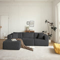 H613 Sectional Sofa and Module, Mid-Century Modern L Shaped Couches 3-Seat Sofa for Living Room Grey Left