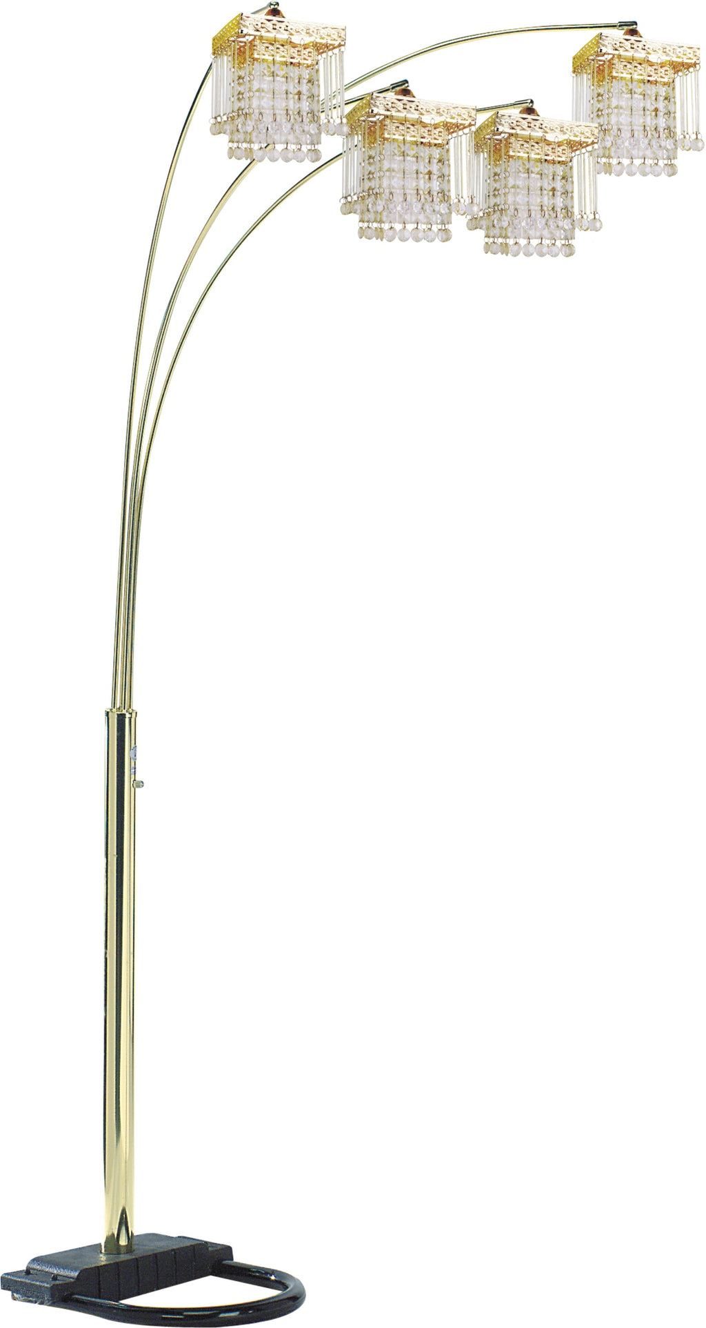 Black 4-SQUARE SHADE CRYSTAL INSPIRED ARCH FLOOR LAMP