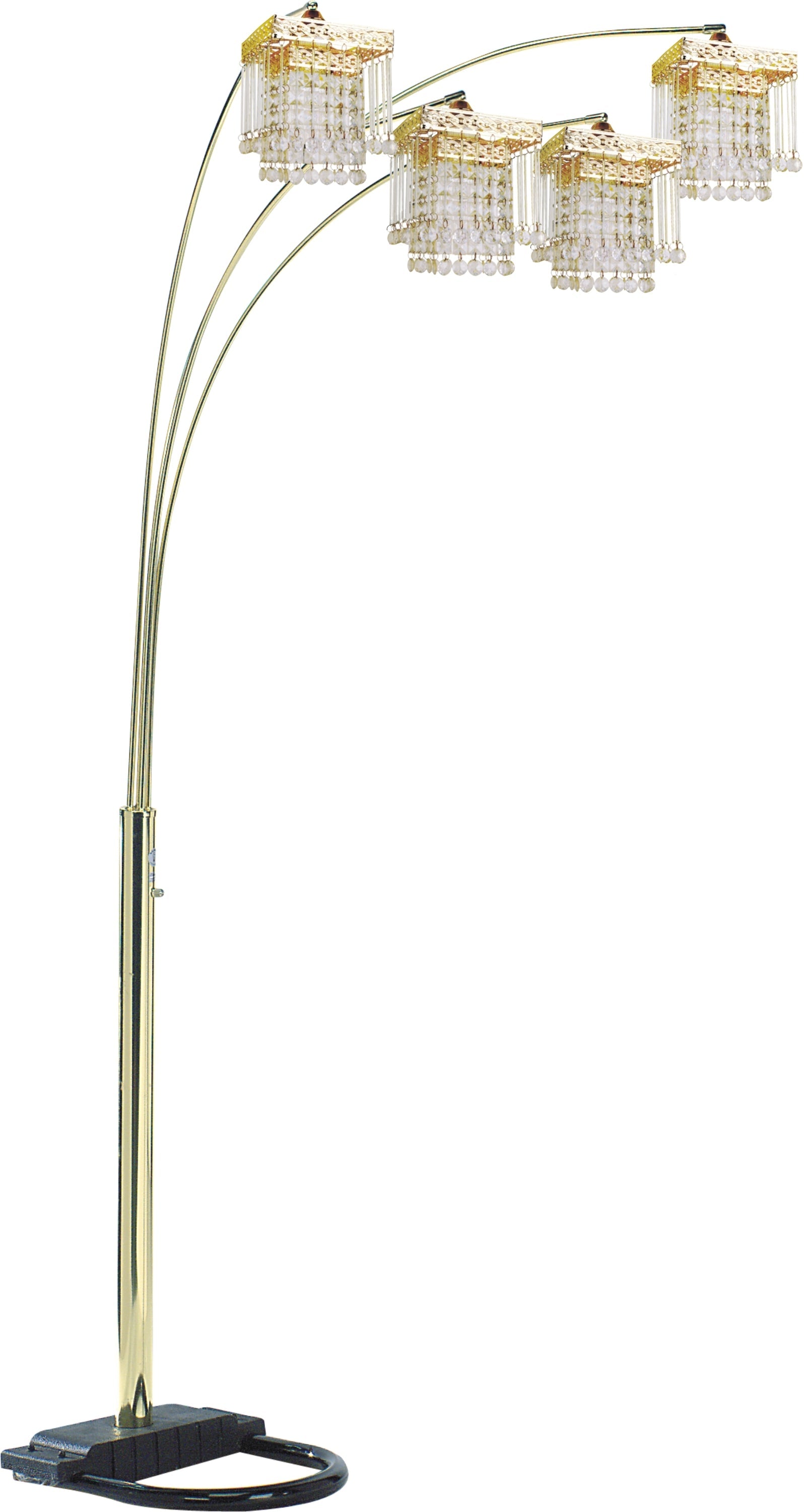 Black 4-SQUARE SHADE CRYSTAL INSPIRED ARCH FLOOR LAMP