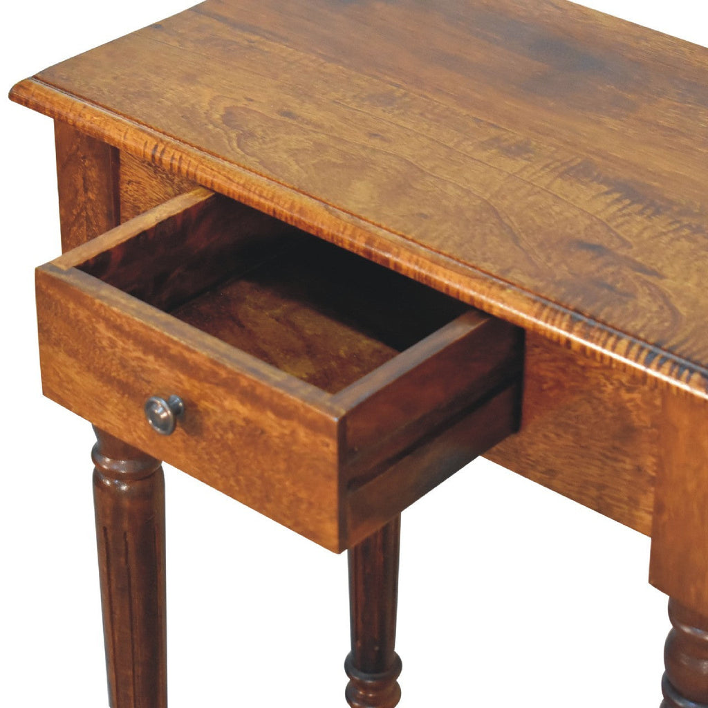 Artisan Furniture Solid Wood Chestnut Turned Leg Writing Desk, 1-Drawer, Brown
