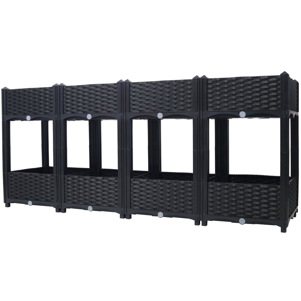 Planter Raised Beds - Elevated Planter Garden Box with Drainage Plug Raised Garden Beds for Vegetable/Flower/Herb Outdoor Standing Planter Beds Gardening Kit,Black,63'x15.7'x27.7'