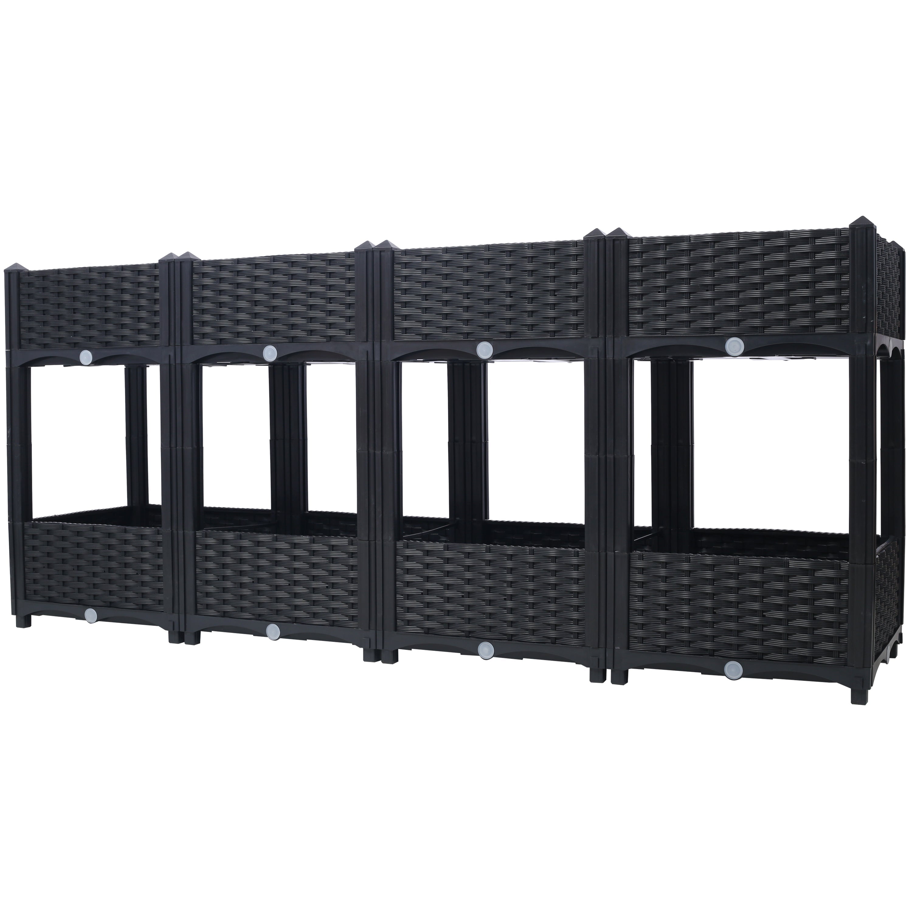 Planter Raised Beds - Elevated Planter Garden Box with Drainage Plug Raised Garden Beds for Vegetable/Flower/Herb Outdoor Standing Planter Beds Gardening Kit,Black,63'x15.7'x27.7'