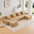 U-Shaped Boneless Sofa,Teddy Fabric No assembly required   Curved armrest,Anti-slip Design,Streamlined Design 32D High Density Sponge,Full Compression Vacuum Packag,For Studies living Rooms,Camel