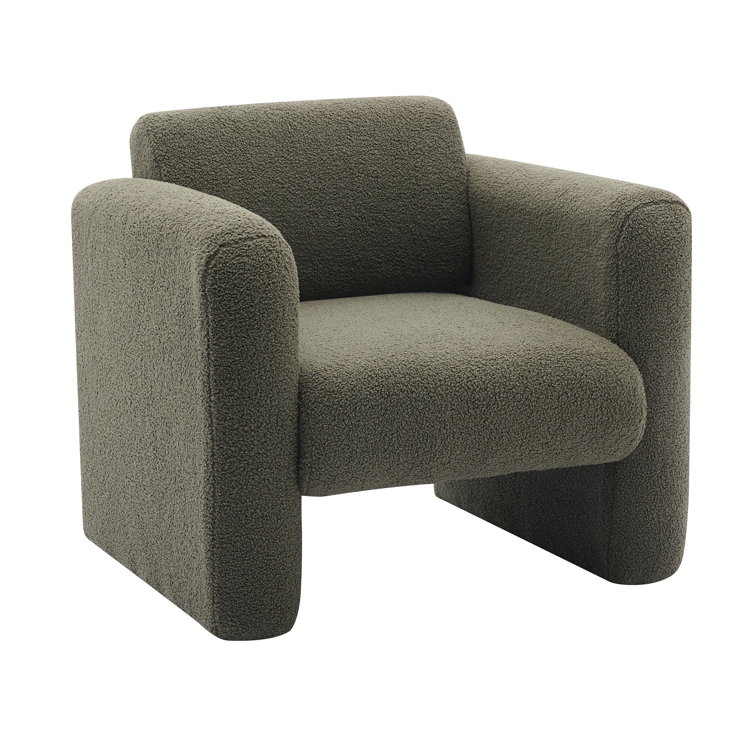 Modern Accent Chair Lambskin Sherpa Fabric Upholstered Comfy Reading Arm Chair Seaweed Green