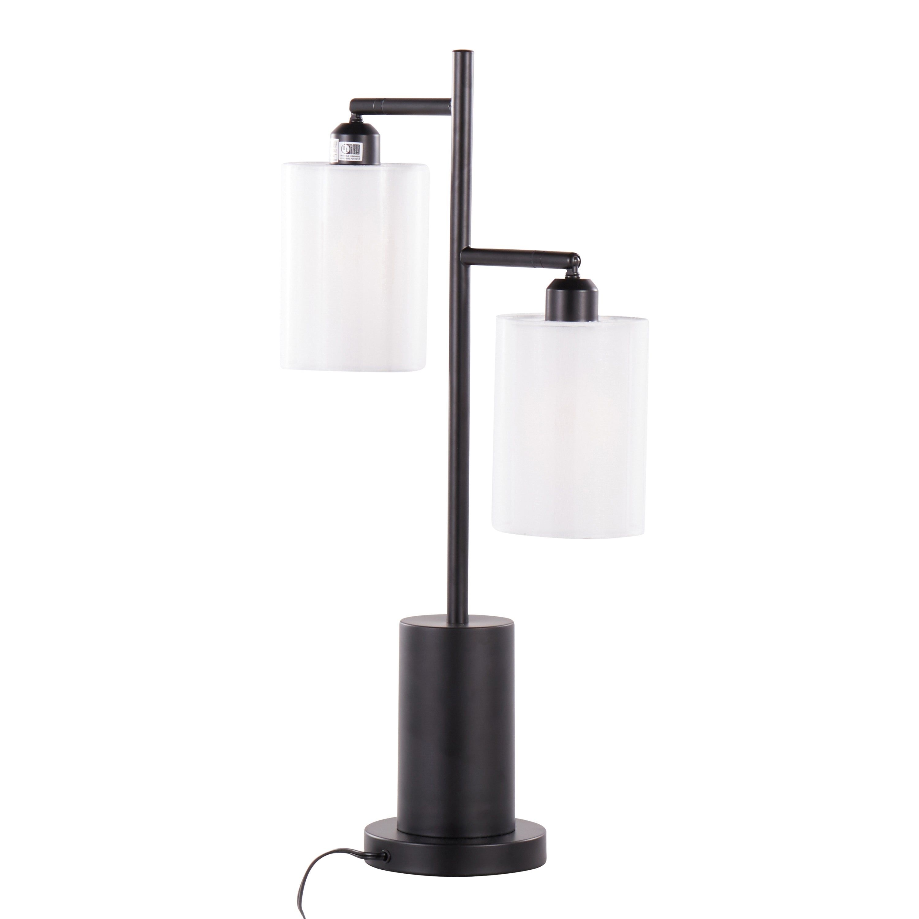 Cannes Contemporary Table Lamp in Black Metal with White Shades by LumiSource
