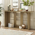 U_STYLE Modern and Curved Design Ash Veneer Console Table with Shelf,Suitable for Entryway,Hallway Living Room,Foyer,Corridor
