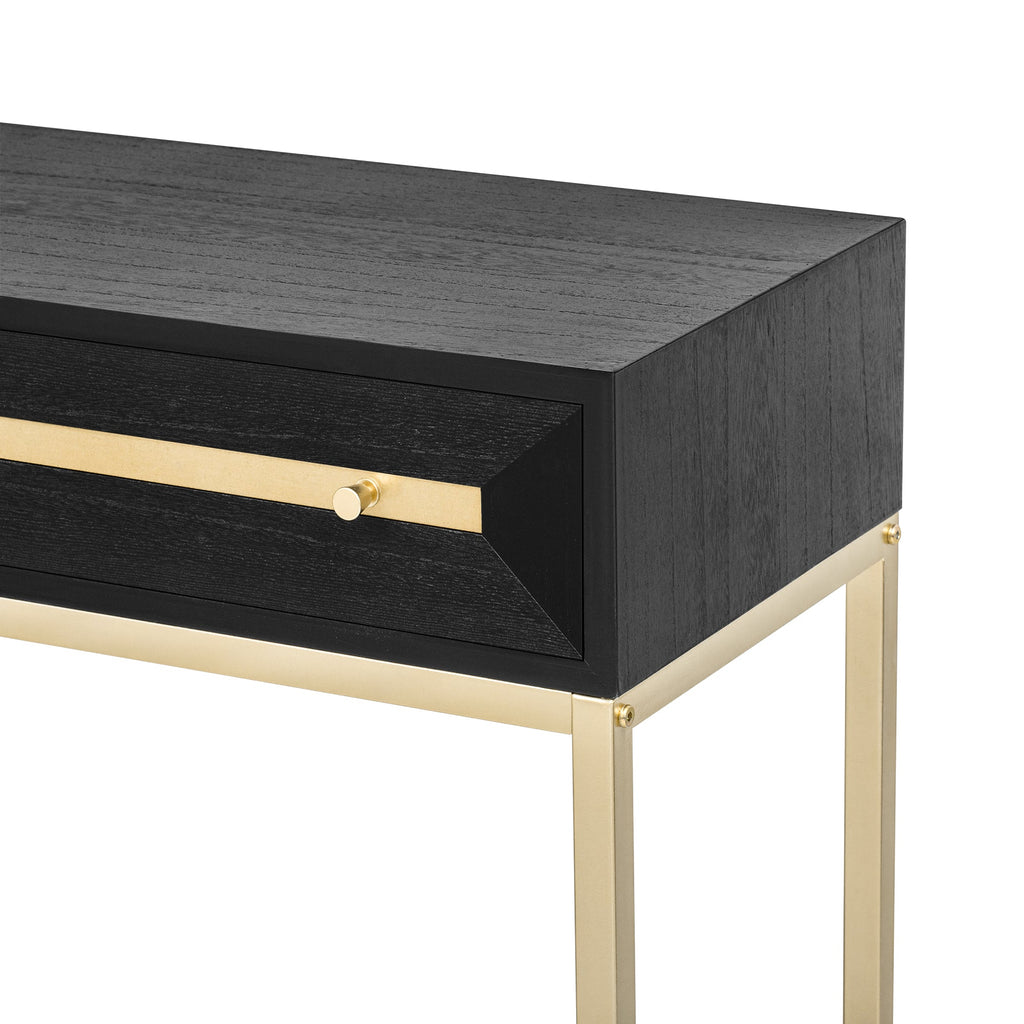 TREXM Entryway Table, Console Table with Two Drawers, Retro Hallway Table with Striking Geometric Design for Entryway and Living Room (Black)
