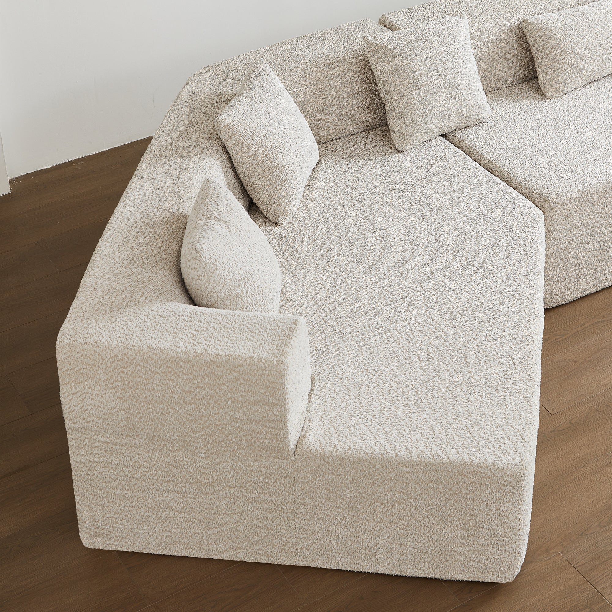 127.5'' Modern Minimalist Sofa With Deep Seat,No Assembly Needed