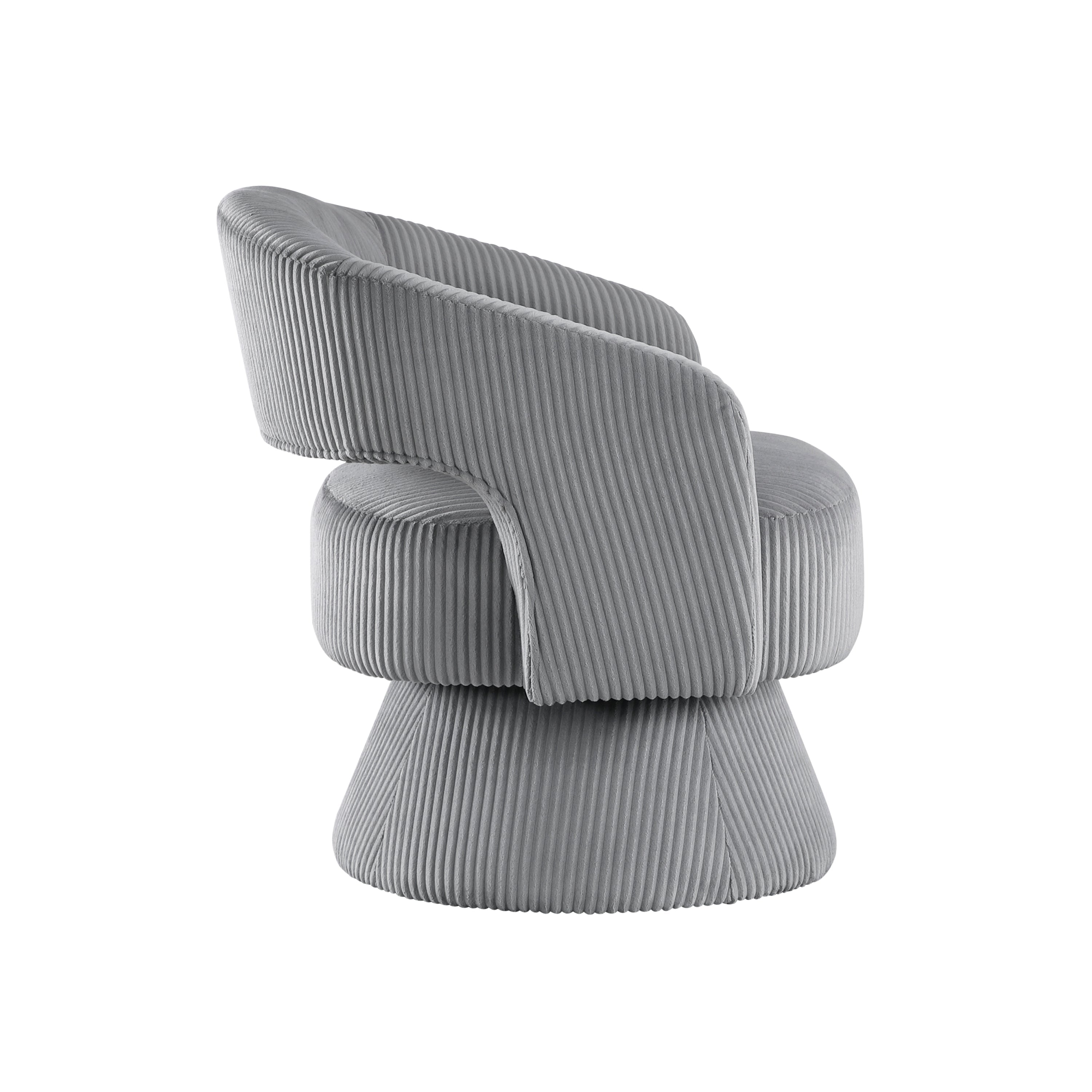 Modern Luxurious Swivel Accent Chair Dark Gray Soft Corduroy Upholstery Plush Seating Solid Wood Stylish Home Furniture 1pc
