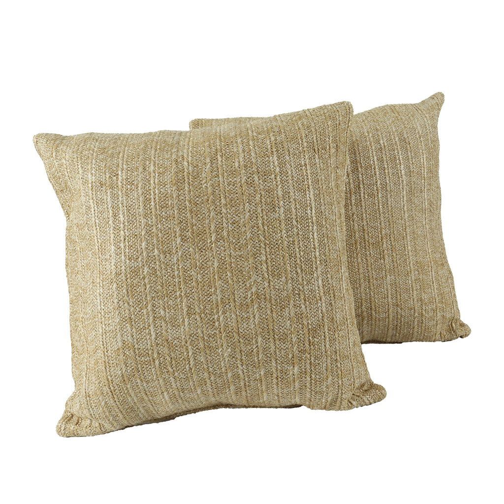 Outdoor/Indoor Throw Pillows, Decorative Throw Pillows with Inserts, Simulated Straw Weaving 18'x18' Square Pillows for Bed, Couch, Sofa and Patio Furniture (Set of 2)