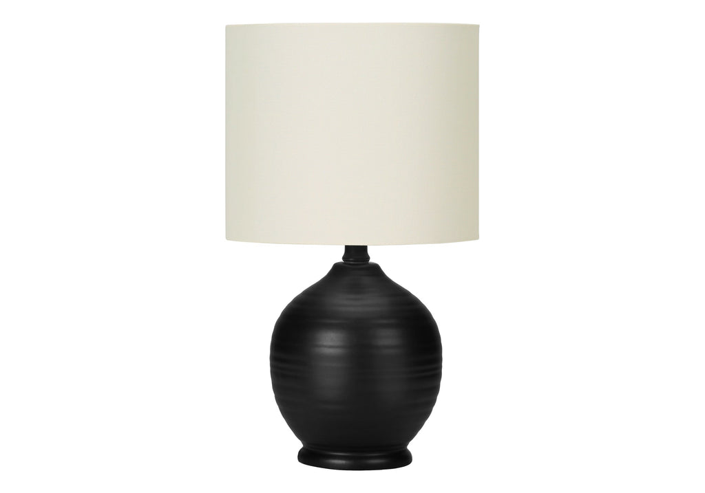 Lighting, 17'h, Table Lamp, Black Ceramic, Ivory / Cream Shade, Transitional