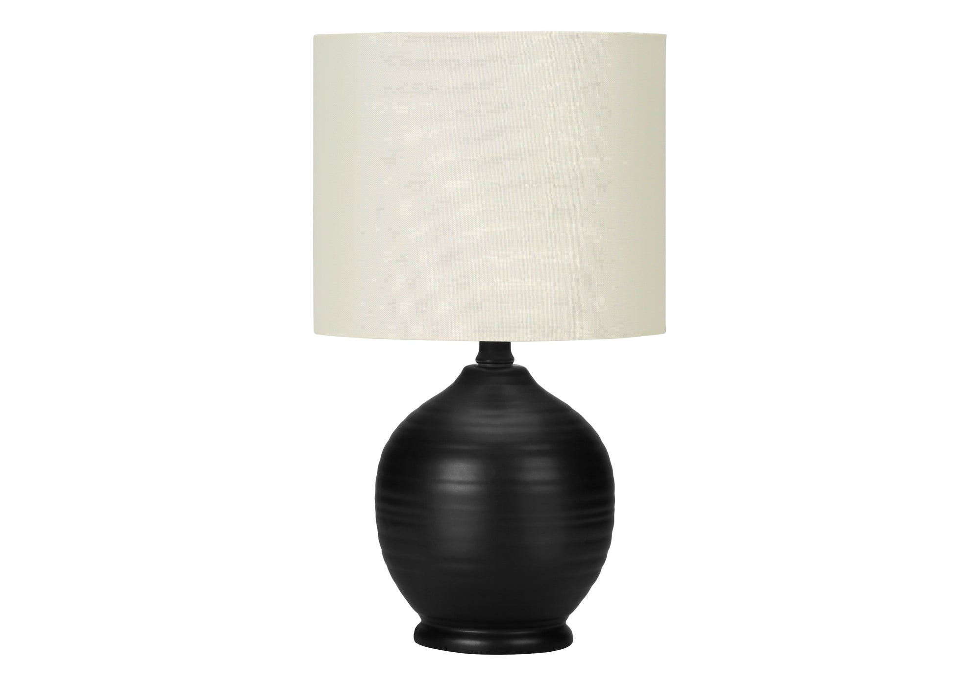 Lighting, 17'h, Table Lamp, Black Ceramic, Ivory / Cream Shade, Transitional