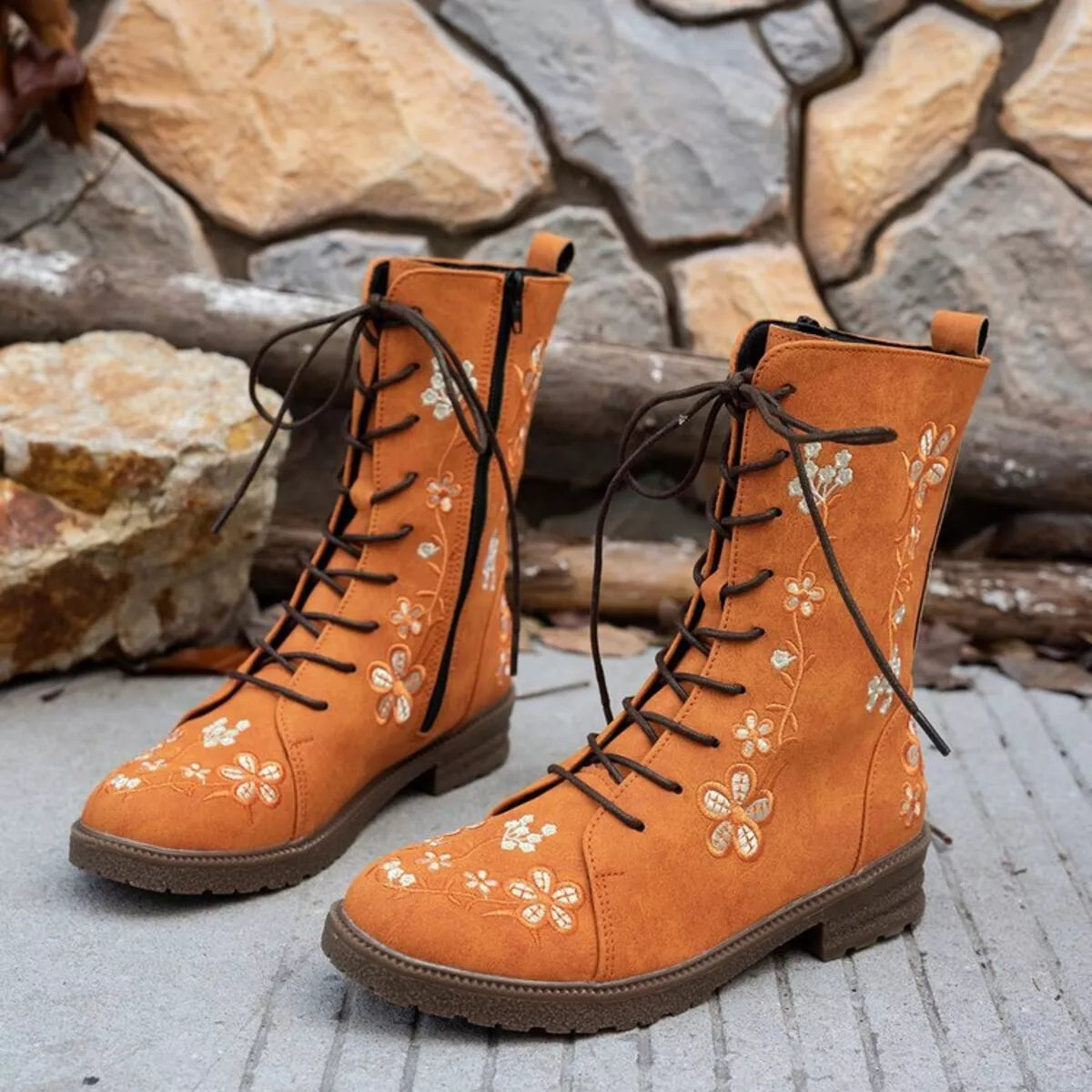 Round Toe Block Heels Boots