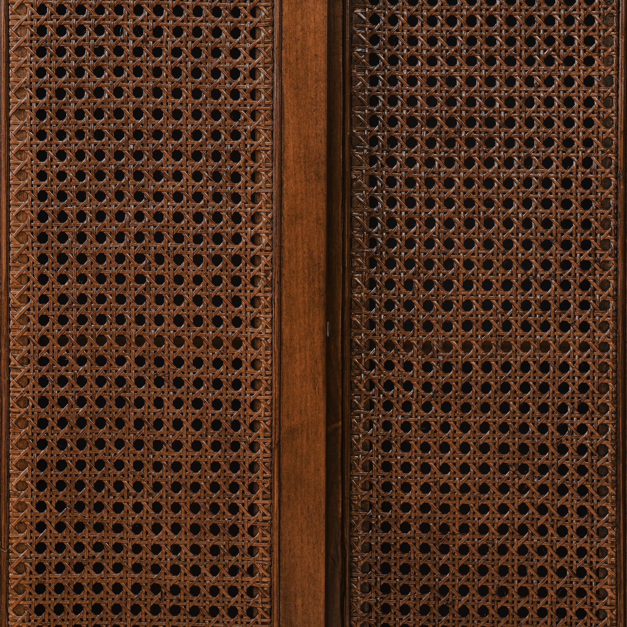 Mid Century Modern Rattan Sideboard Cabinet, Buffet Cabinet for Entryway Hallway Living Room Kitchen Dining Room Bedroom, Adjustable Shelf & Solid Wood Feet & Rattan Cabinet Doors - Dark Wood
