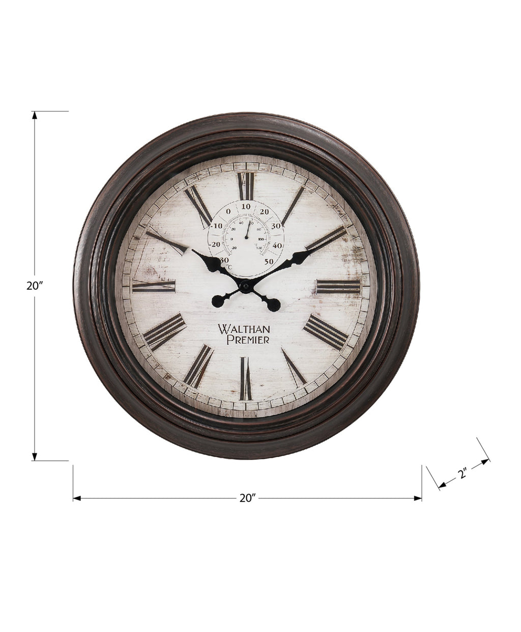 Clocks, 20' Round, Wall Clock, Brown, Transitional