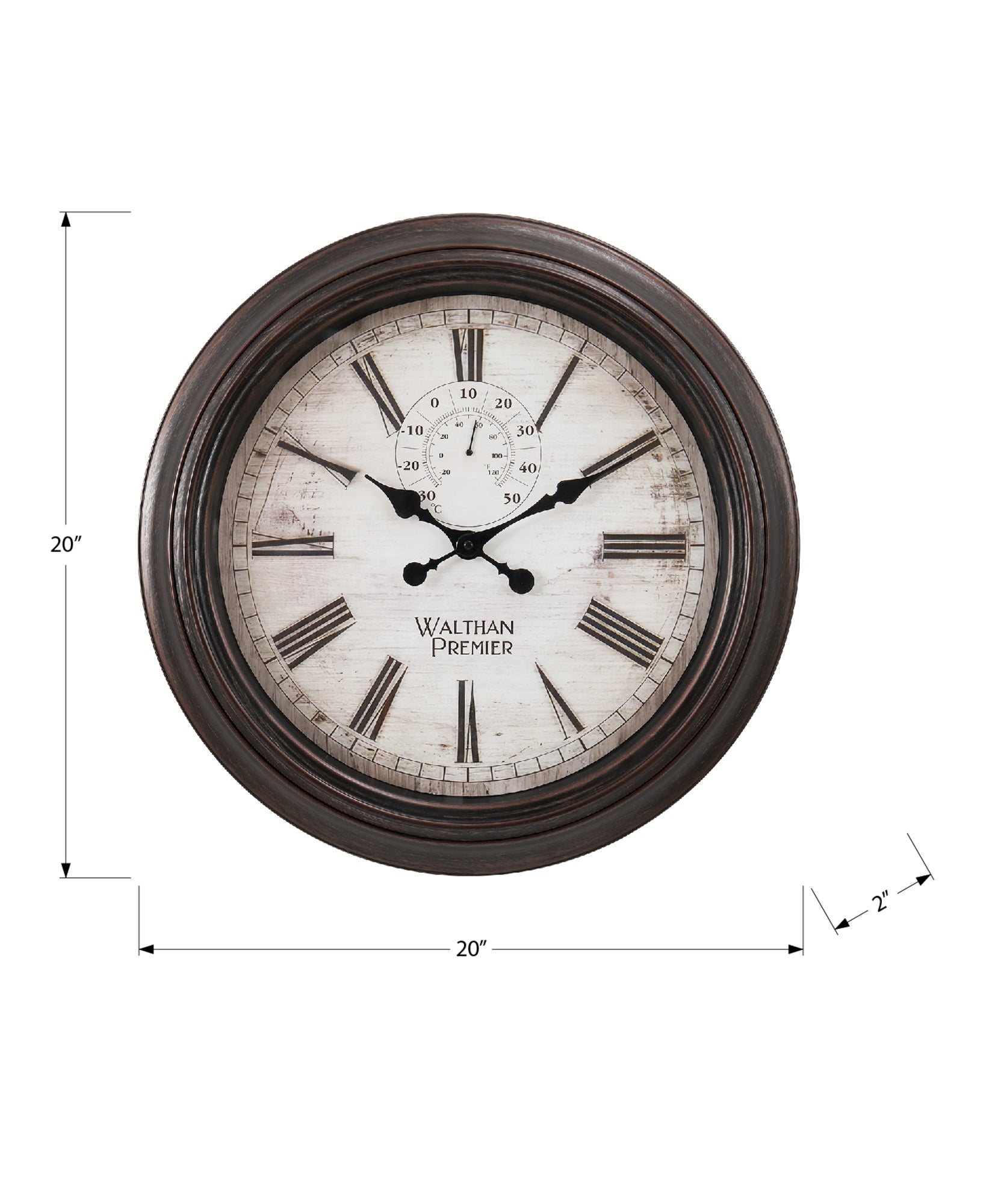 Clocks, 20' Round, Wall Clock, Brown, Transitional