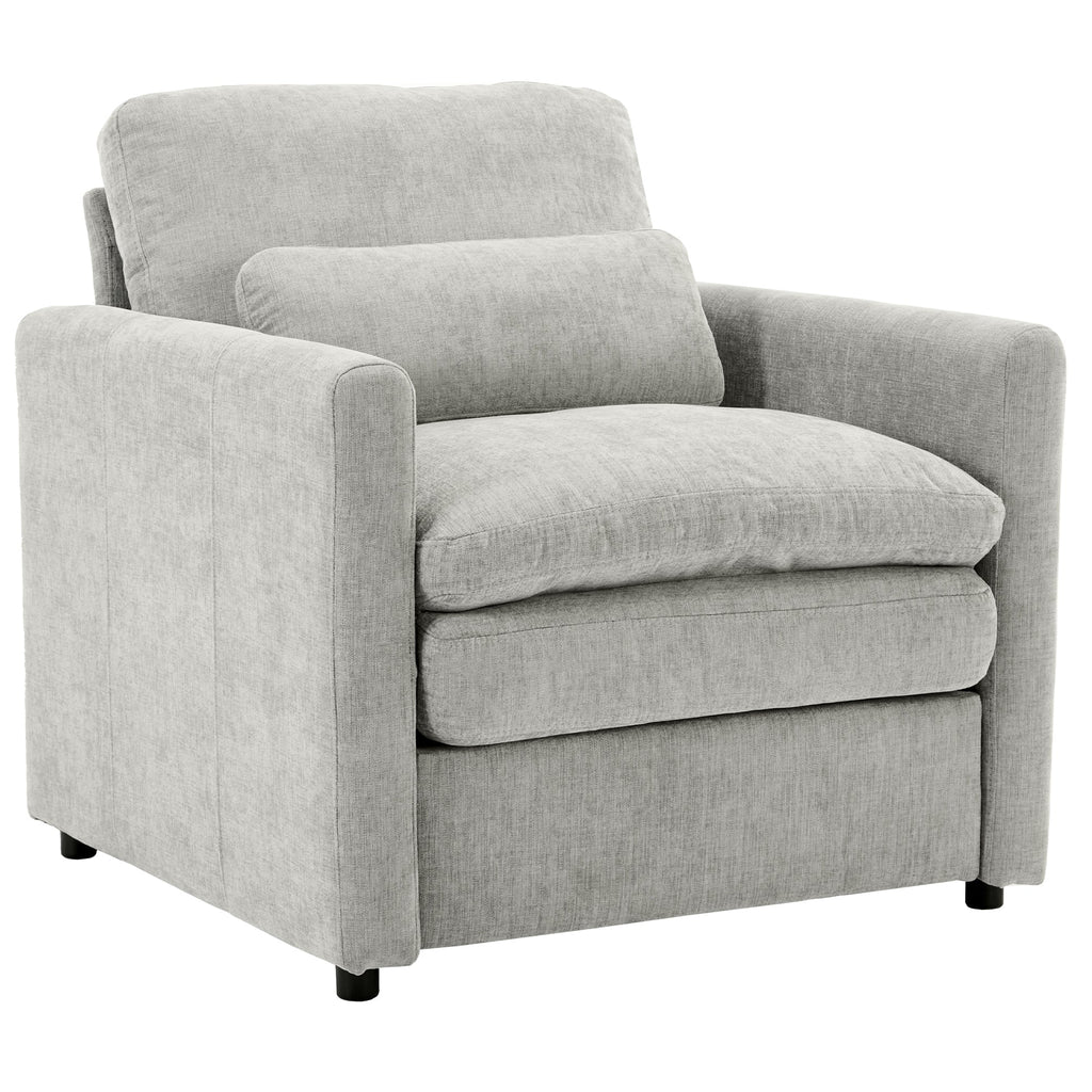 31.9' Cozy Upholstered Armchair Oversized Comfy Cloud Sofa Double Cushion Single Sofa Plush Cushion Armchair for Living Room, Light Grey