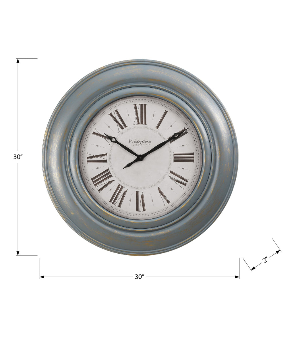 Clocks, 30' Round, Large Oversized, Wall Clock, Antique Blue, Transitional