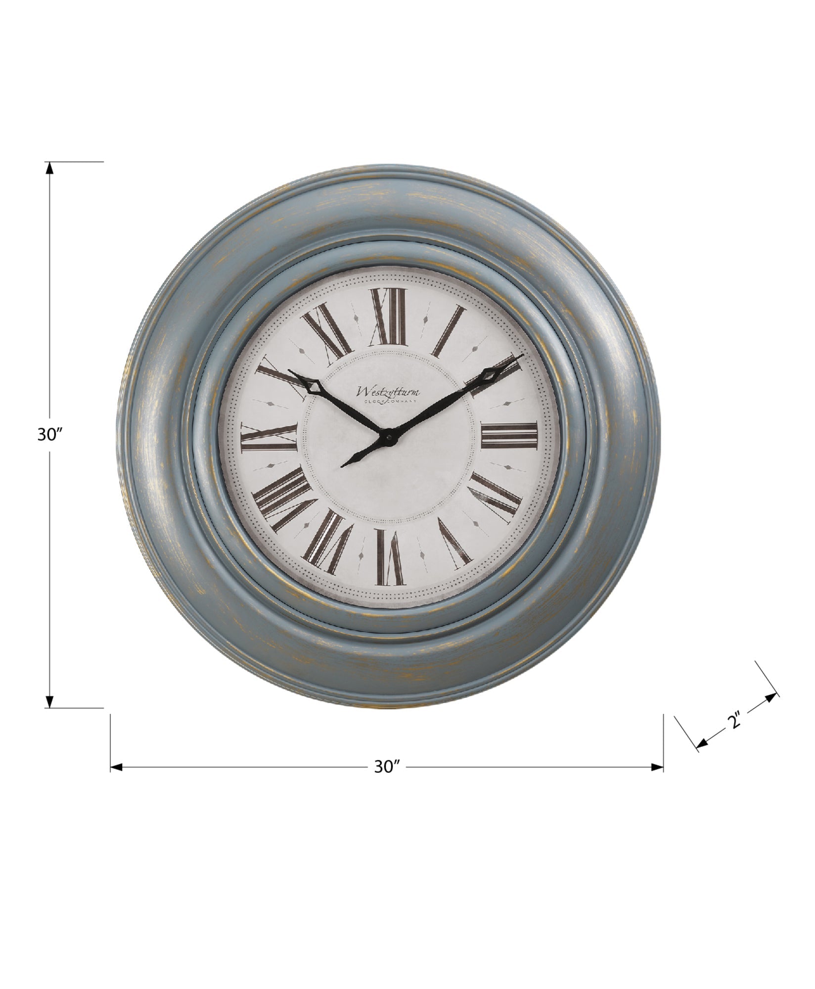 Clocks, 30' Round, Large Oversized, Wall Clock, Antique Blue, Transitional