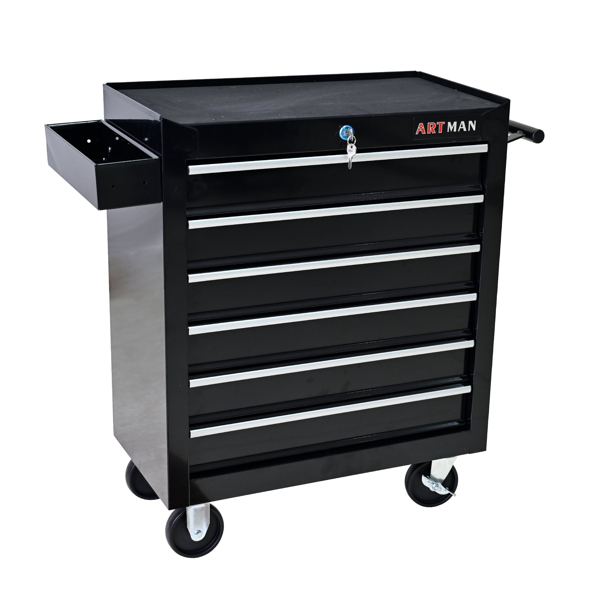 Rolling Tool Chest, 6-Drawer Tool Box with Wheels, Heavy Duty Industrial Service Cart Storage Organizer with Locking System, Rolling Tool Box Organizer Tool Case for Garage, Repair Shop - Black