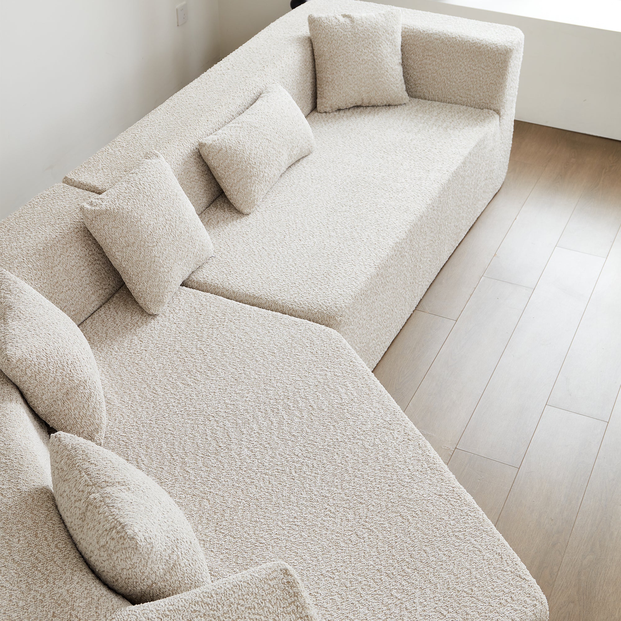 127.5'' Modern Minimalist Sofa With Deep Seat,No Assembly Needed