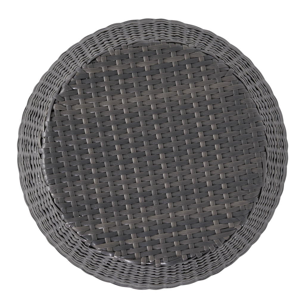Outdoor Wicker Patio Side Table with Durable Polyethylene Frame in Grey, 20'' H x 19.25'' W