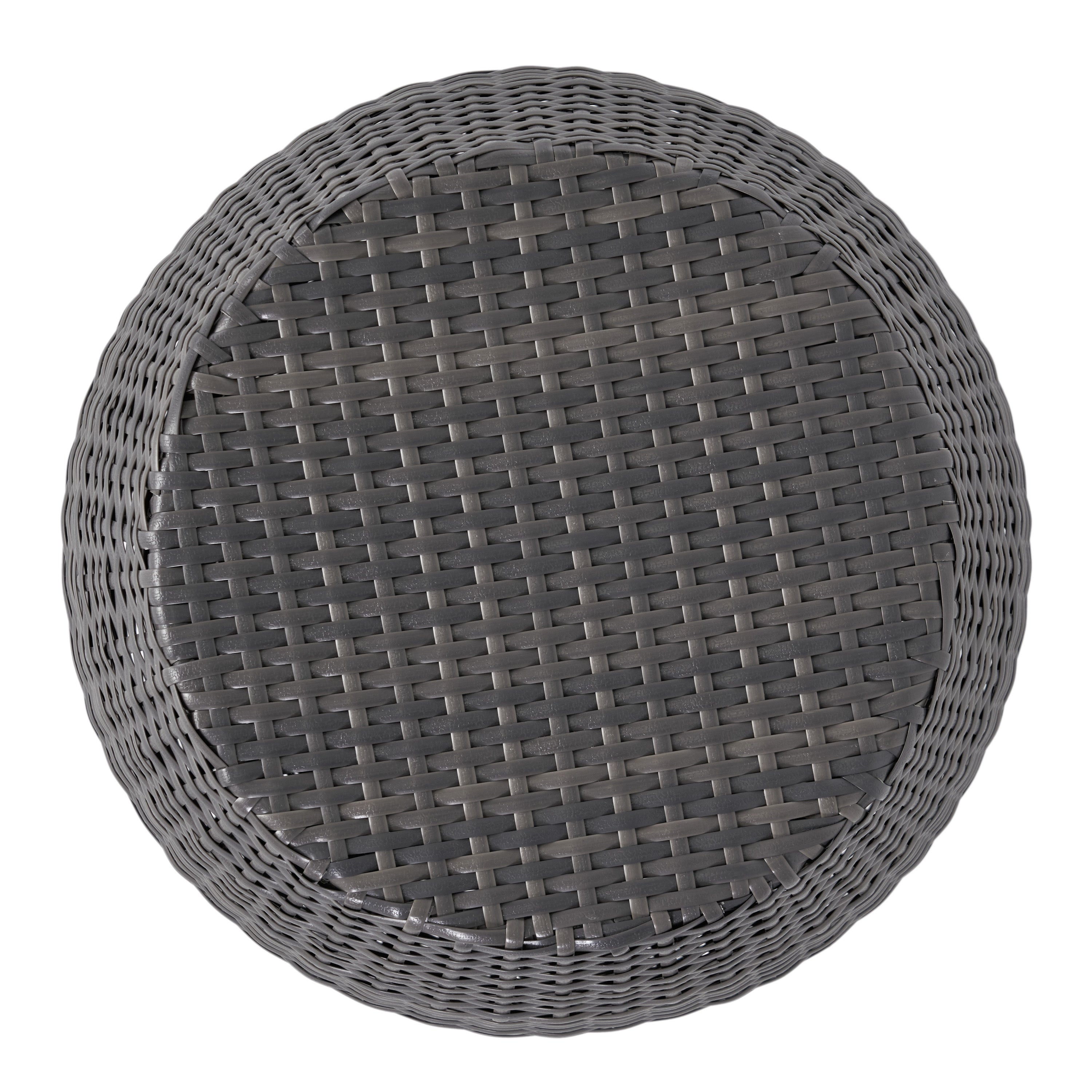 Outdoor Wicker Patio Side Table with Durable Polyethylene Frame in Grey, 20'' H x 19.25'' W