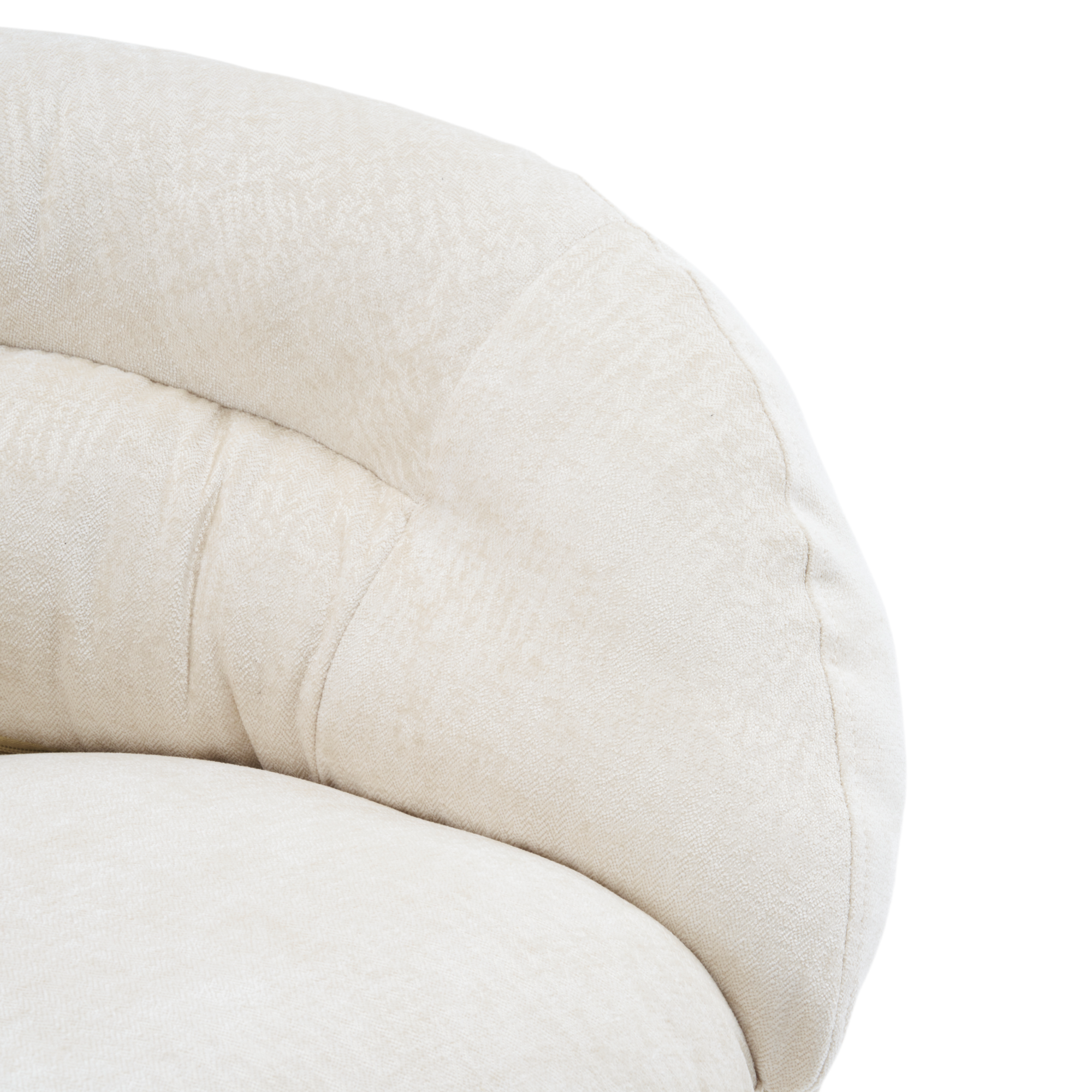 Modern Chenille Office Chair, 360° Swivel Club Chair/Accent Chair with Removable Cushion, Round Office Chair, Black Metal Base, Cotton Material, Living Room, Bedroom, Reading Corner, Office (Beige)