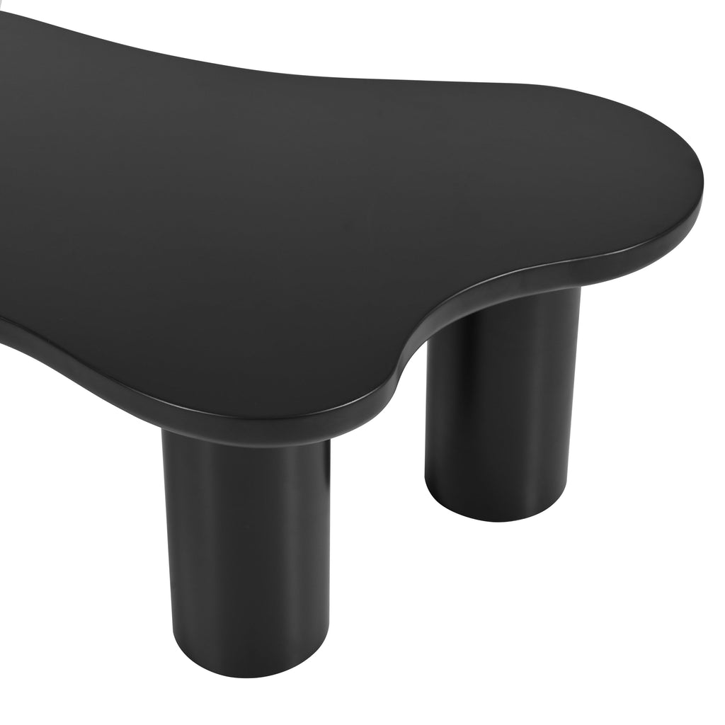 ON-TREND 44'' x 25.9'' Easy Assembly Cloud Coffee Table with 1.5'' Thick Tabletop, Cream Style Irregular End Table with 3 Sturdy Legs, Sleek Center Table with Round Edge for Living Room, Black