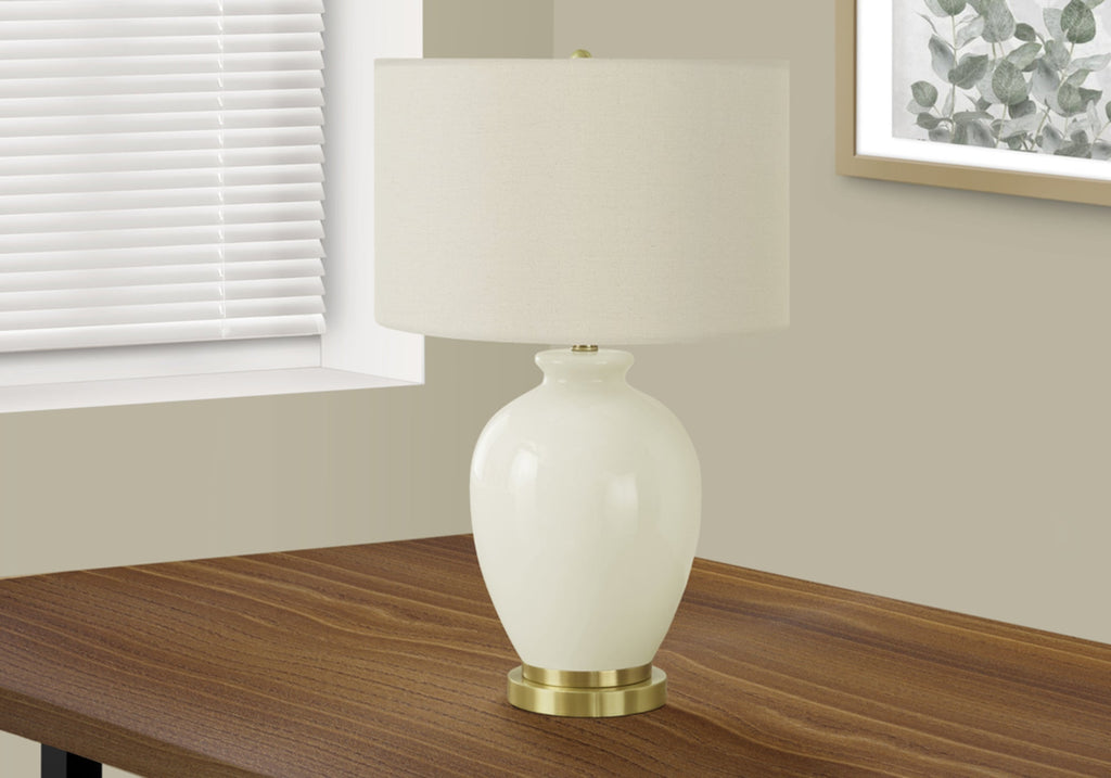 Lighting, 26'h, Table Lamp, Ivory / Cream Shade, Cream Ceramic, Transitional