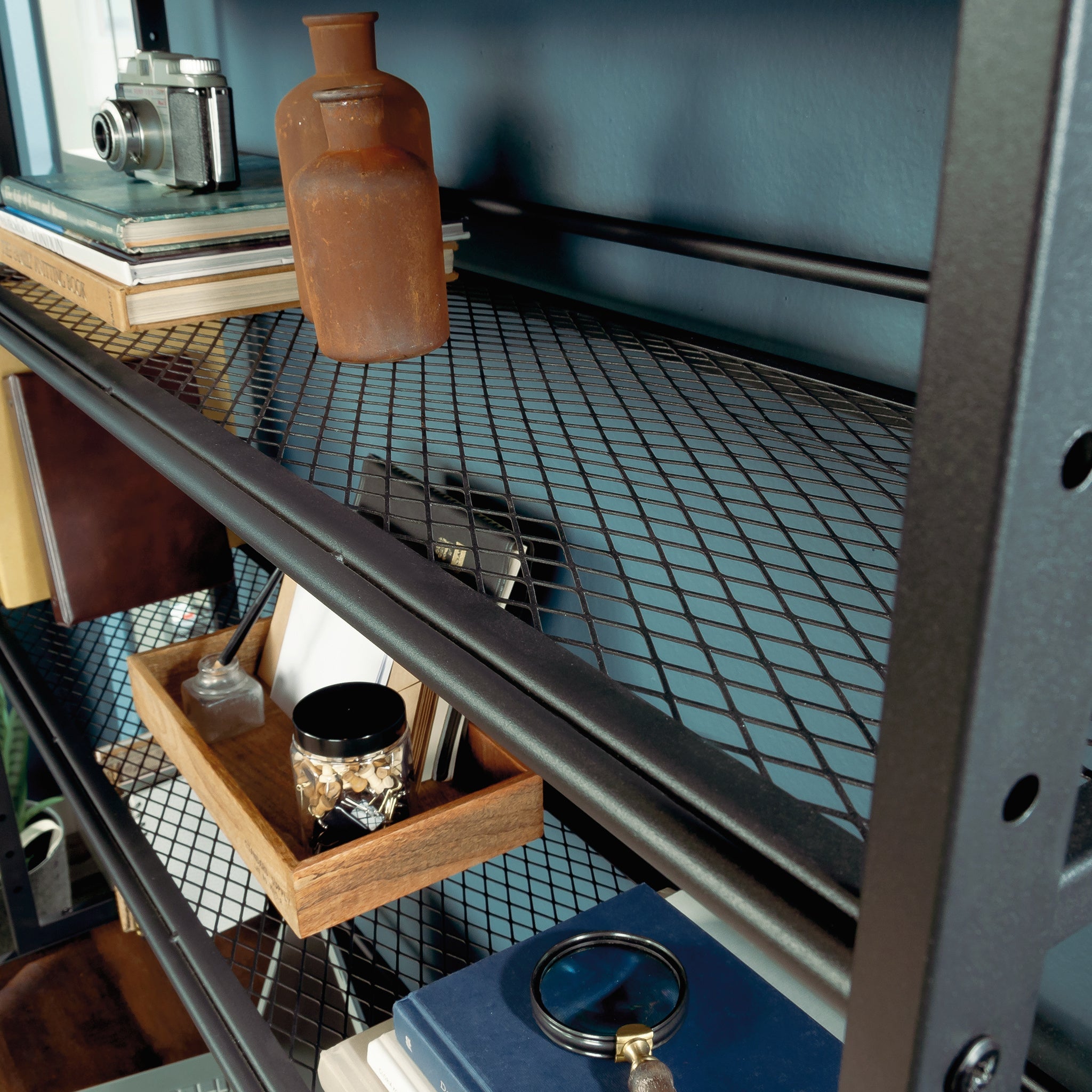 Desk With Hutch, Brown finish